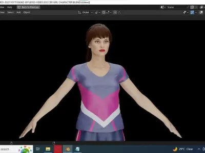SOCCER GIRL PLAYER REALISTIC CHARACTER 3D model