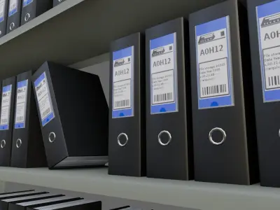 Metal Bookcase with Archives - Files - Books - Estante Low-poly 3D model