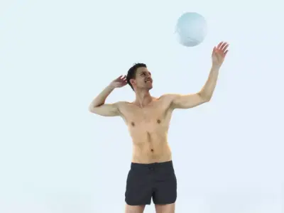 Virtue 04B Beach Serving Sports Man Low-poly 3D model