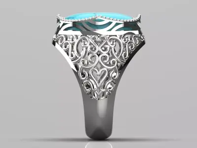 Luxury Desert Turquoise stl 3d Ring model gr0040 3D print model