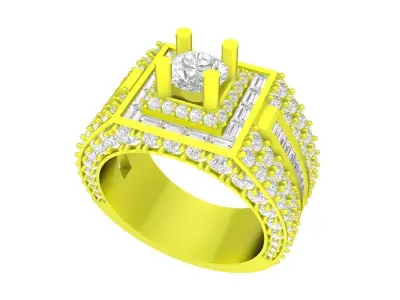 A7701 Korean Style Baguette Diamond Men Ring 3D Print 3D print model