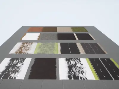 Advanced Road Materials - UE4 Low-poly 3D model