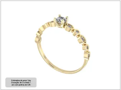 Pacote com 22 aneis de noivado e solitarios 3D print model