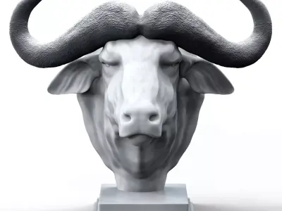  African Buffalo Head Statue 3D print model