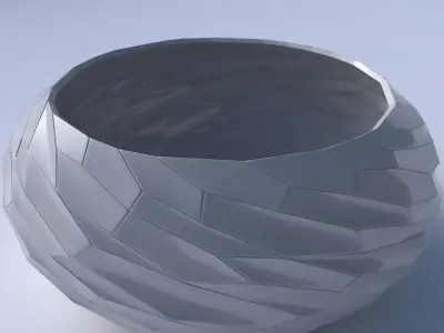 Bowl spheric squeezed wide with fine twisted organic cells 3D print model