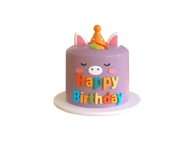 Low-Poly Birthday Cake 08 Low-poly 3D model