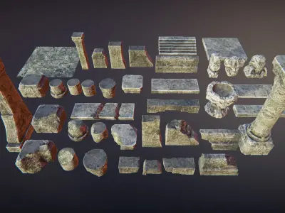 Ruins constructor Low-poly 3D model