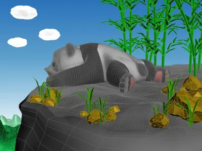 Panda cartoon style 3D model