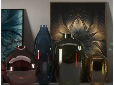 blue decorative set 3D model