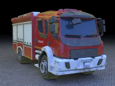 Modern fire truck Low Poly model Low-poly 3D model