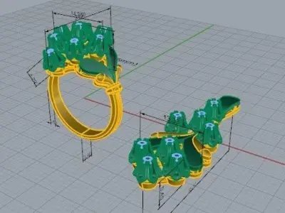Flower Ring Chandelier Earring Set 2449 3D print model