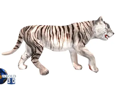 White Tiger Rigged Animated Lowpoly 3D Model Low-poly 3D model