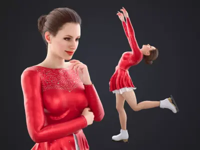 Figure Skater Low-poly 3D model
