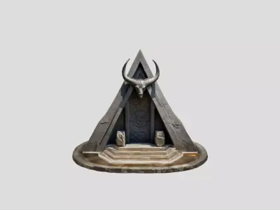 Medieval Modular Wall Altar Stone Low-poly 3D model