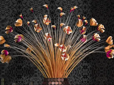 Tableware flowers in vase 3D model