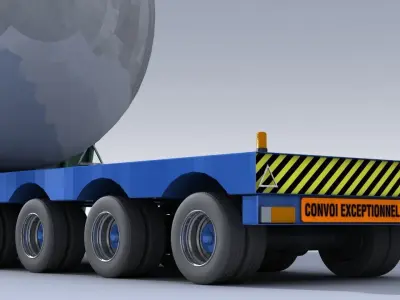 Heavy Lowboy Trailer Low-poly 3D model