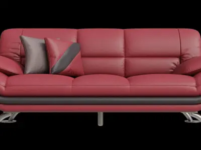 Red And Black Line Leather Sofa 3D model