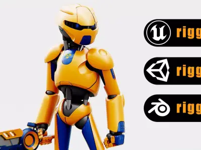 BATLE DROID RF-800 Rigged for Unreal Engine - Unity - MIXAMO 3D model