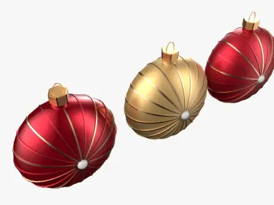 Christmas Tree Ornament Set7 - Red Yellow 3D model