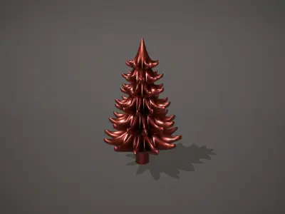 Red Metal Christmas Tree Ornament Low-poly 3D model