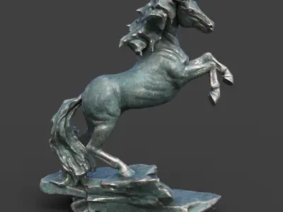 Low poly Horse Statue 220528 Low-poly 3D model
