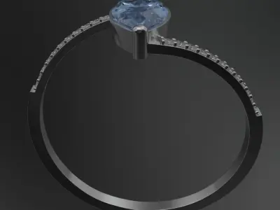 Marquise silver Ring 3D model jewelry 3D model