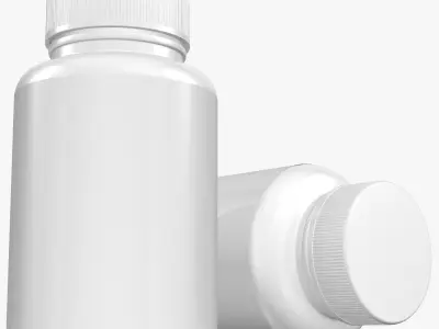 White Plastic Bottle With Cover 3D model