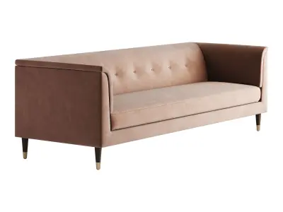 TUFTED CREAM WHITE VELVET SOFA 3D model