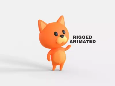 Little Funny Fox Animated  Low-poly 3D model