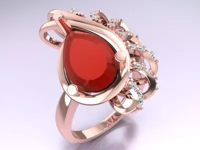 Stone Ring - Womens Rings - GN249 3D print model