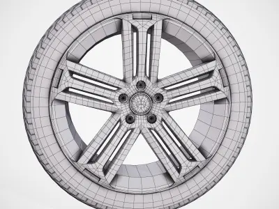 Volkswagen Scirocco R 2010 Wheel  Low-poly 3D model