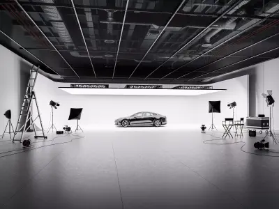 Hangar studio interior Low-poly 3D model