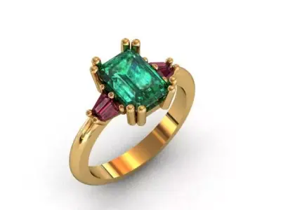Princess Cut Emerald Ring  3D print model