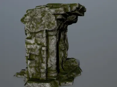 statue 2 stone structure Low-poly 3D model