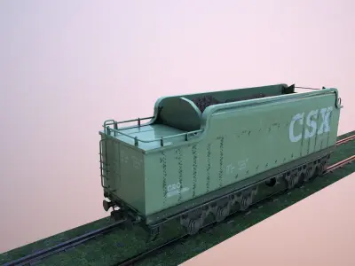 Train Hopper car Low-poly 3D model Low-poly 3D model