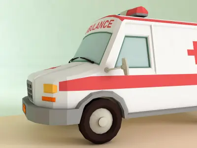 Low Poly Ambulance 3D Model Low-poly 3D model