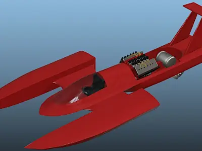 Drag Boat - Terminator - High Poly 3D model