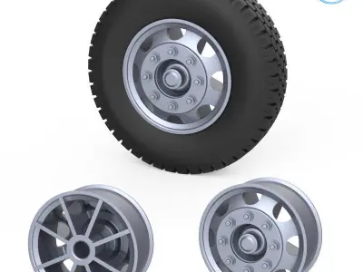 Truck Tire Mold With 3 Wheels 3D print model