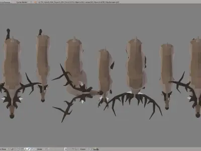 Reindeers polygonal elk and deer Low-poly 3D model