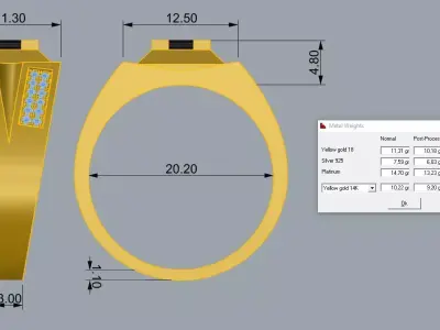 Elegant Mens Ring Jewelry Gold 3D print model
