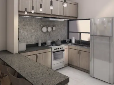 CASA AMUEBLADA  render INTERIOR Y EXTERIOR 3D model