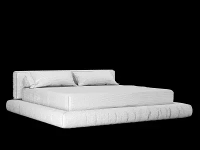 Bed with pillows and blanket 011 3D model