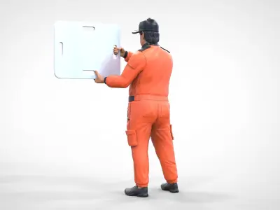 N4 Race Marshal with sign 3D print model