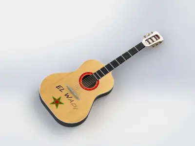 guitar acoustic with star Free 3D model