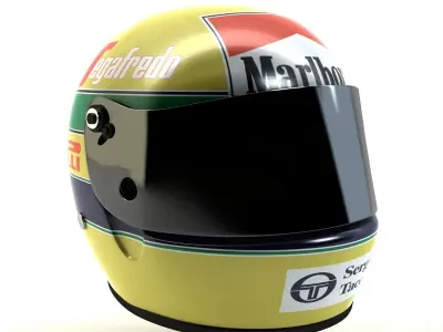 Ayrton Senna Helmet 1984 Low-poly 3D model