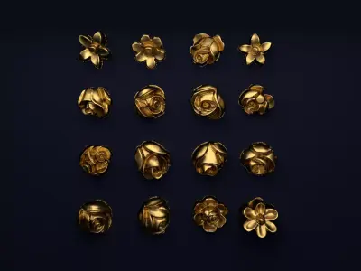 Flowers decor ornament v-3D model 01 3D model