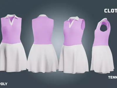 tennis dress - clothyfic outfit Low-poly 3D model