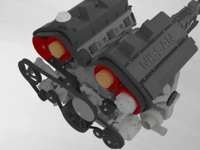 Nissan V6 VG30DETT Complete Engine 3D print model