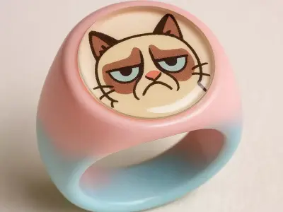 mew cat purrfect colored ring Low-poly 3D model