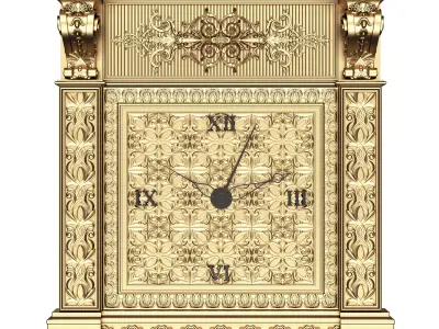 Classic Clock 02 Gold Low-poly 3D model